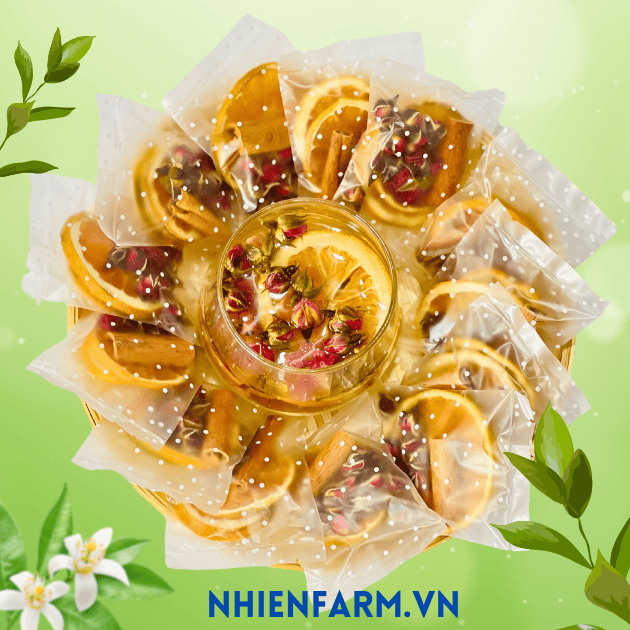 Trà hoa cam quế (30 gói) + Mật ong ngâm Đông Trùng Hạ Thảo (100ml)